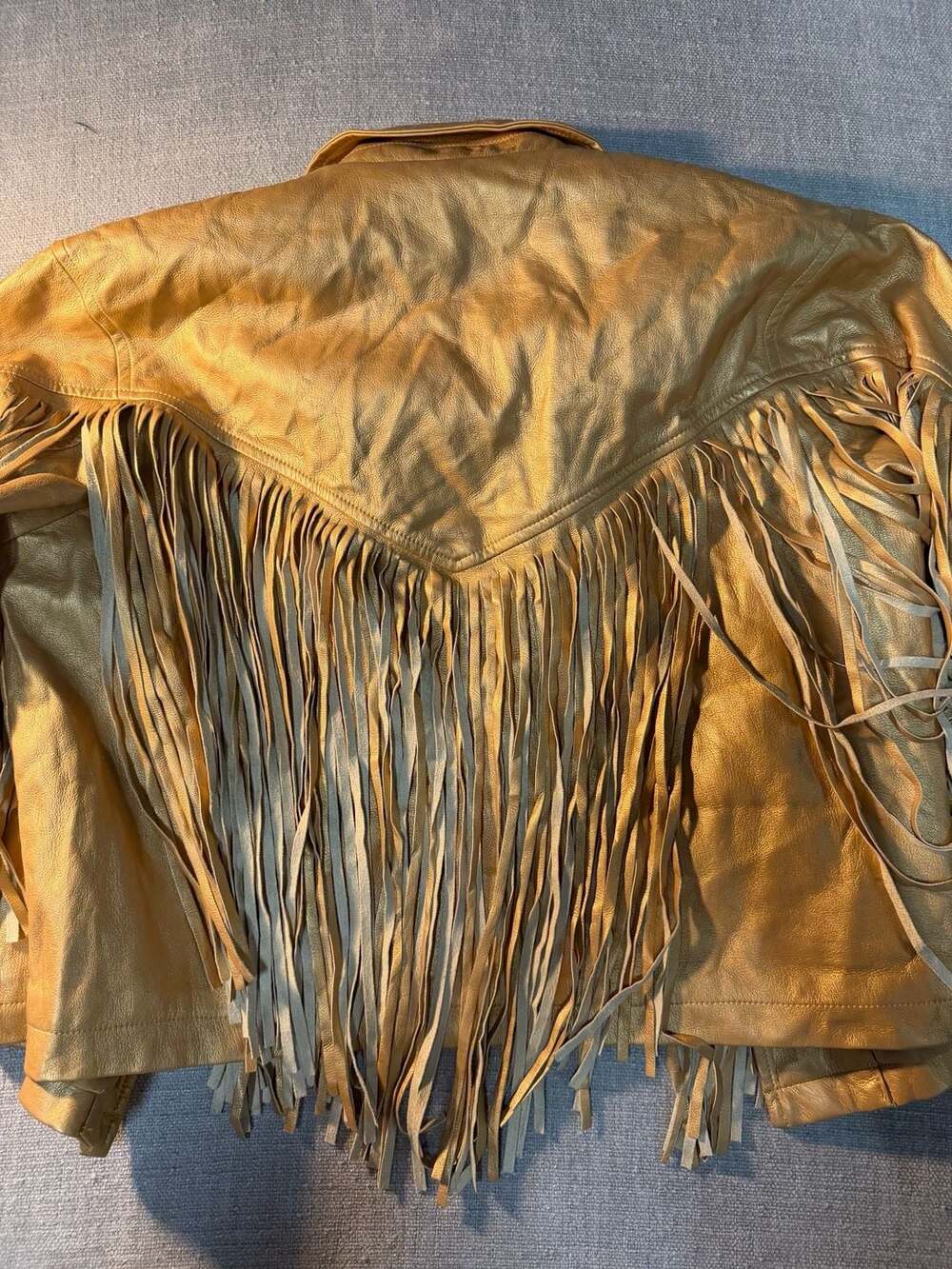 Nasty Gal Collection Metallic Gold Faux Leather Fringe Western Jacket - Picture 8 of 8